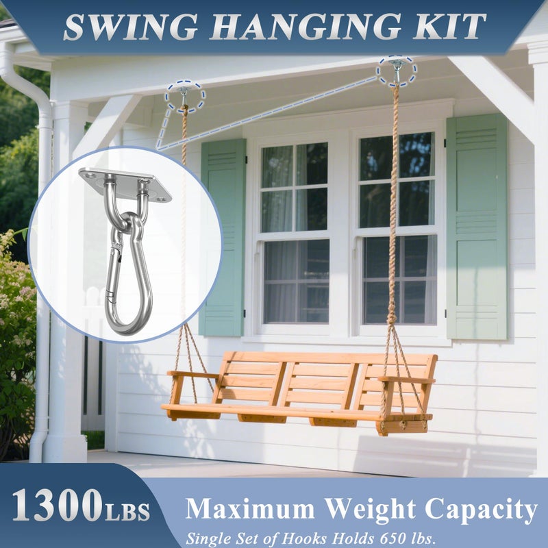 OHIYO 2PCS M10 Stainless Steel Pad Eye Hooks+2PCS M10 Snap Hooks  Heavy Duty Hammock for Hanging  1300lbs Capacity for Swing Set  Plant Hanger  Outdoor Lights - Image 4